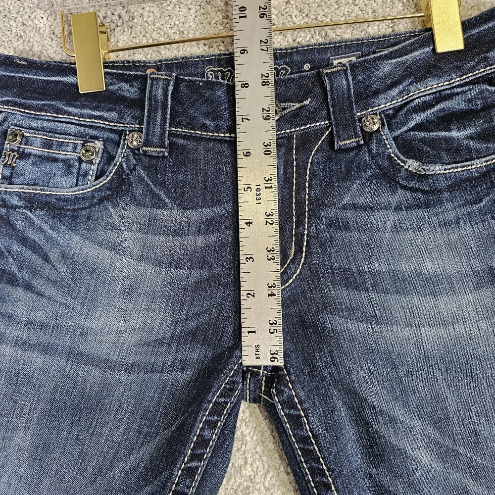 Miss Me Bootcut Dark Wash Denim Jeans Women's 29 Distressed Western Rock Boot‎ - Picture 8 of 11